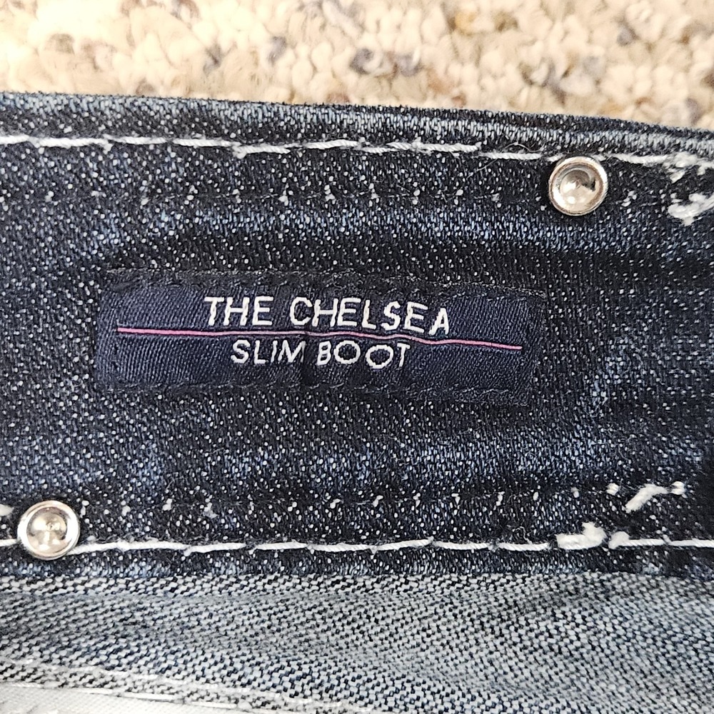 Vigoss The Chelsea Slim Boot Jeans Women's Size 5/6 Dark Blue Embroidered Denim - Picture 5 of 11